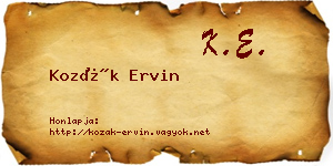 Kozák Ervin névjegykártya